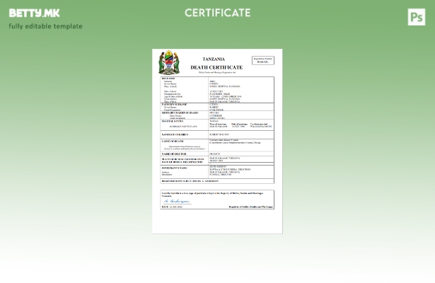 модерен стил Танзанија од витално значење евиденција за смртен шаблон Word и PDF